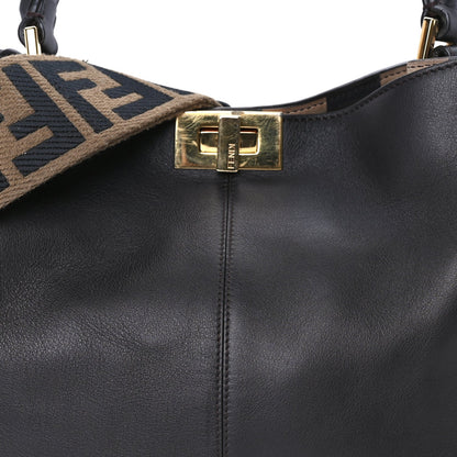 Fendi Vitello Seta Glazed Fabric FF 1974 Medium Peekaboo X-Lite Ebano 6 of 7