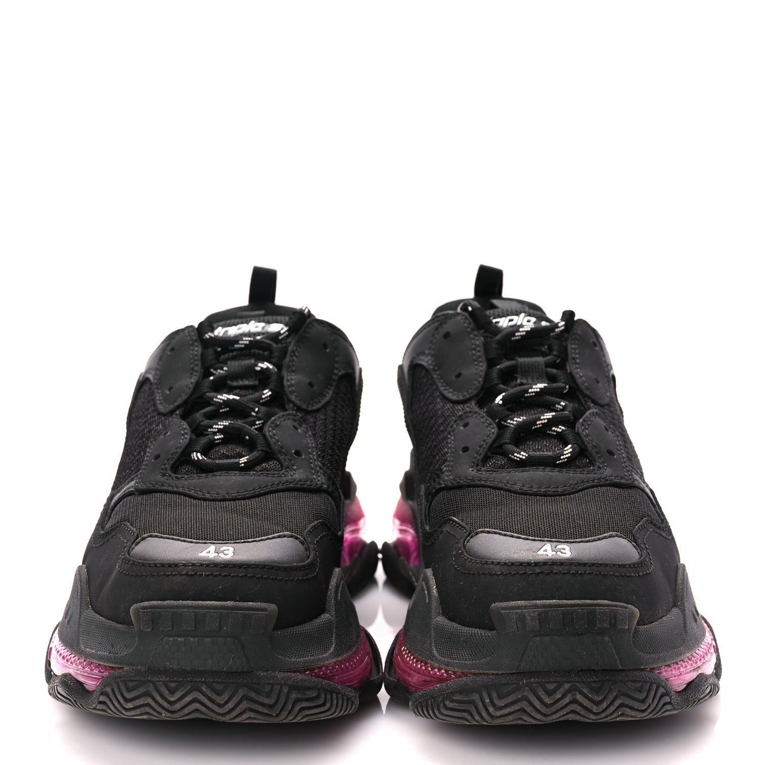 Balenciaga Fabric Mesh Clear Sole Mens Triple S Sneakers  Black Pink Neon 3 of 10