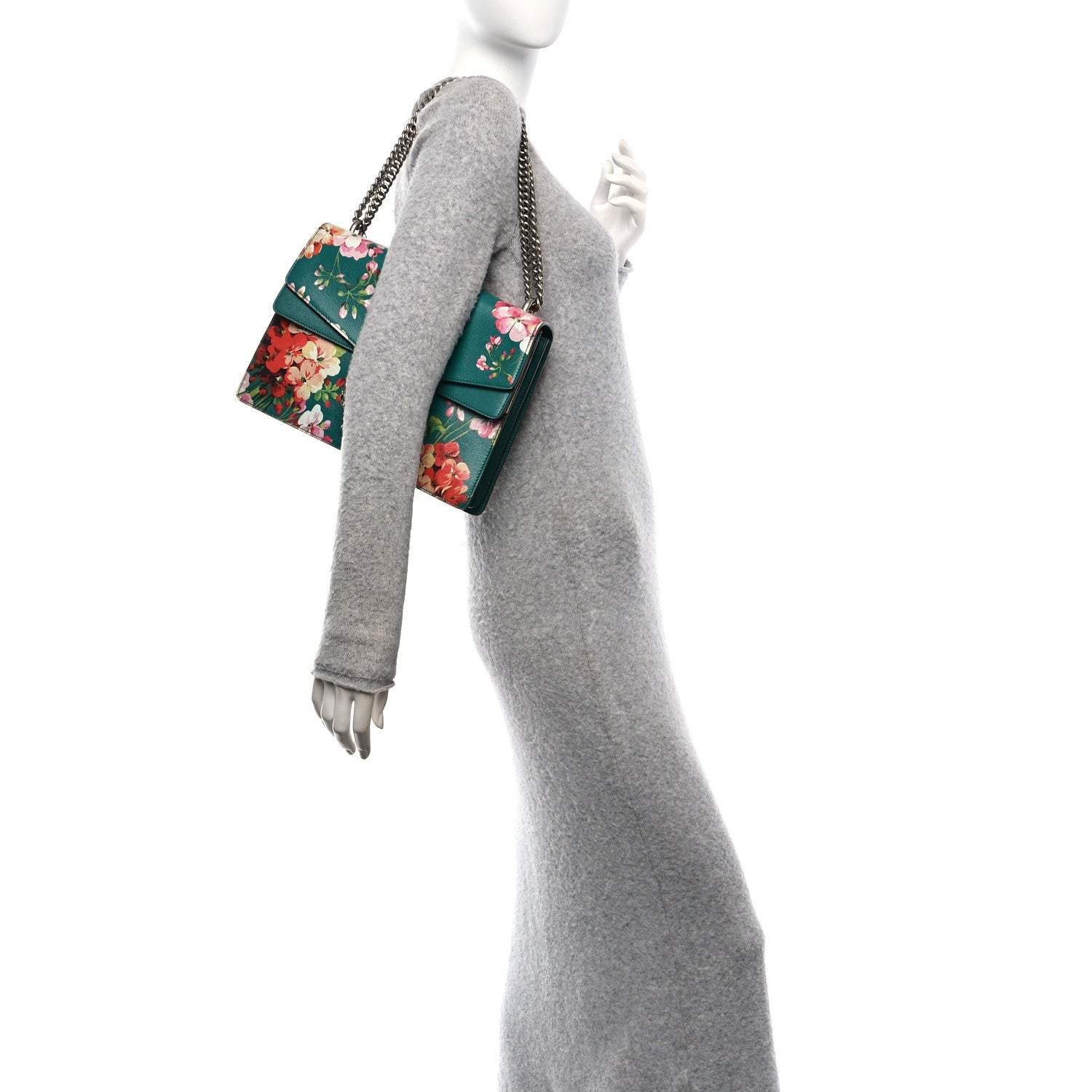 Gucci Calfskin Blooms Print Medium Dionysus Shoulder Bag Bright Emerald Multicolor 2 of 7