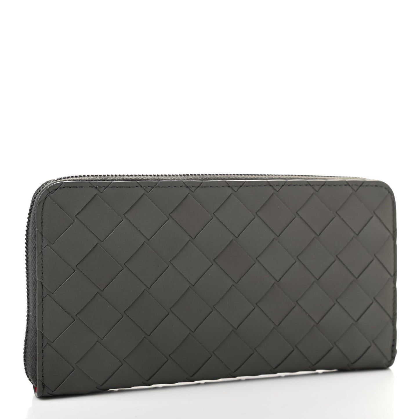 Nappa Intrecciato Zip Around Wallet Grey