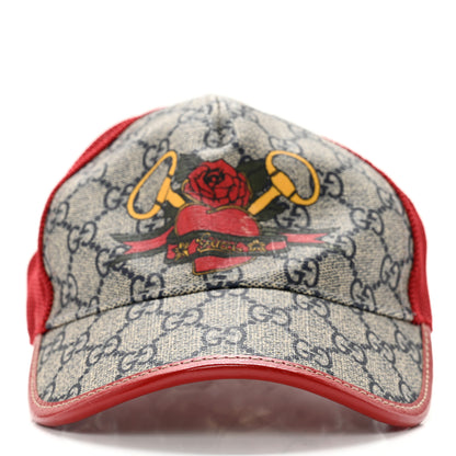 Gucci GG Supreme Monogram Baseball Hat S Beige Red Multicolor 3 of 13