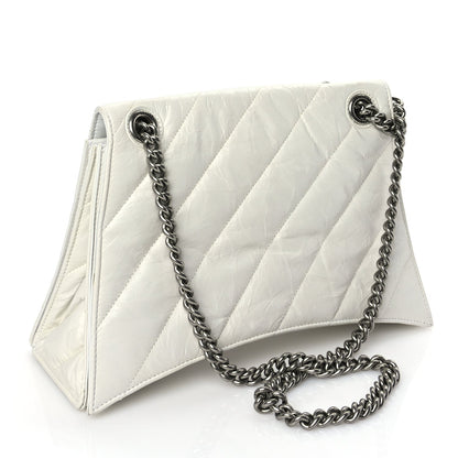 Balenciaga Crushed Calfskin Quilted Medium Crush Chain Bag Optic White 2 of 8