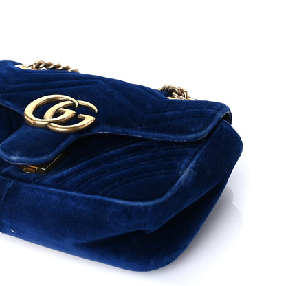 Gucci Velvet Matelasse Mini GG Marmont Shoulder Bag  Cobalt Blue 8 of 8