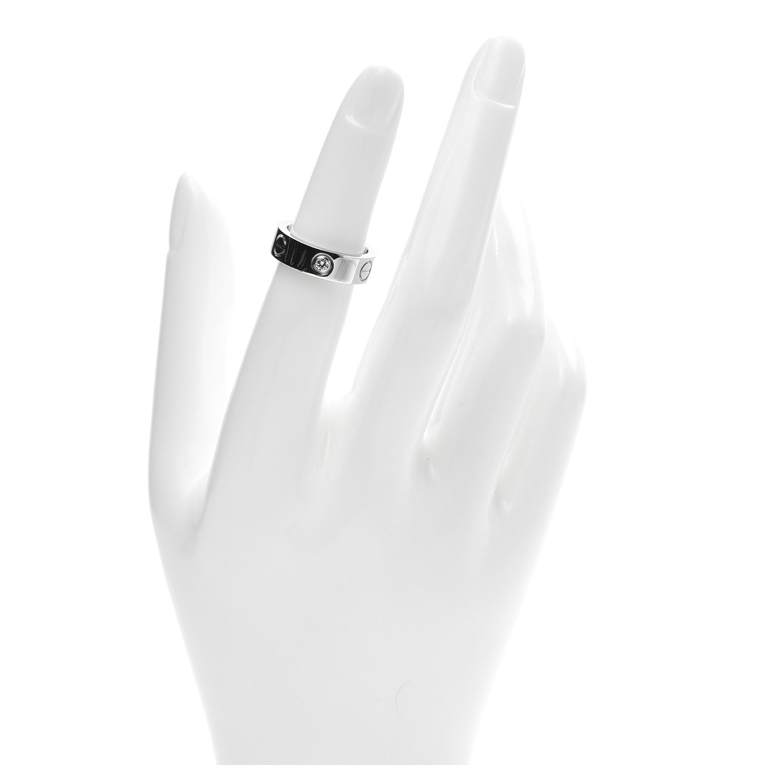 Cartier 18K White Gold 3 Diamond 5.5mm LOVE Ring 49 5 2 of 6