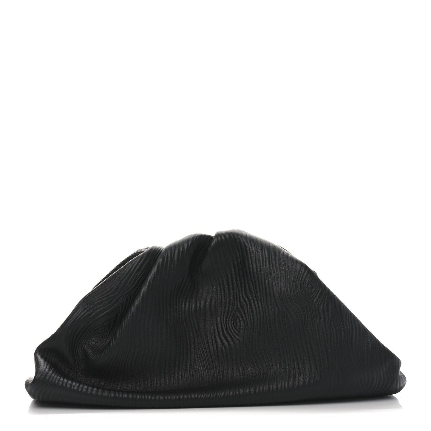 Bark Calfskin Embossed The Pouch Oversized Clutch Black