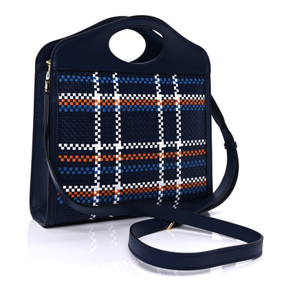 Burberry Calfskin Nylon Tartan Mini Pocket Bag  Blue White Orange 2 of 8