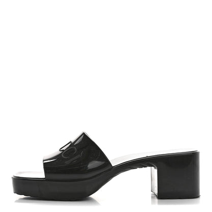 Gucci Rubber Logo Womens Platform 20/60mm Slide Sandals 35 Black 1 of 7