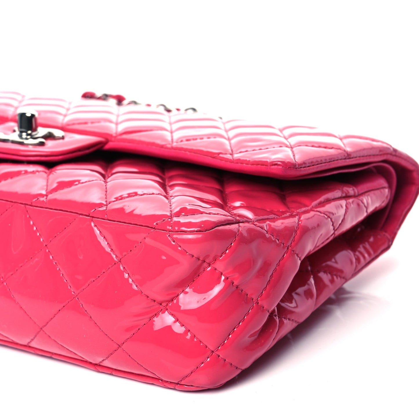 Patent Quilted Medium Double Flap Pink