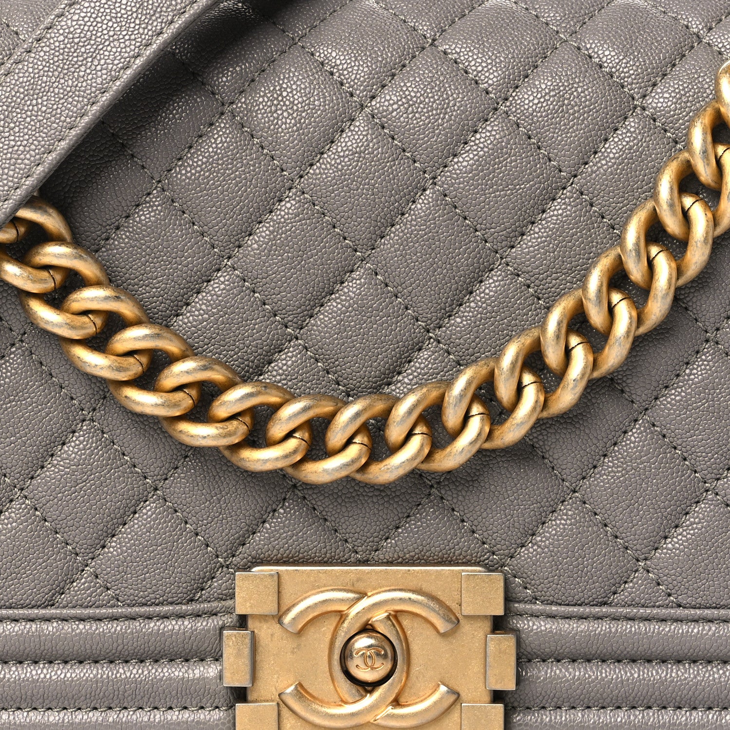 Chanel Caviar Quilted Medium Boy Flap Grey 8 of 10