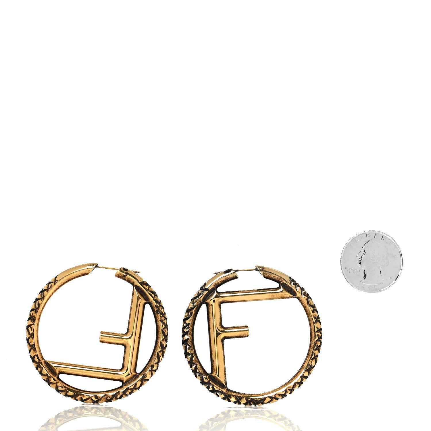 Fendi Metal FF Hoop Earrings Gold 2 of 5
