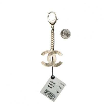 Chanel Metal Quilted CC Bag Charm Gold Pearly White 2 of 5