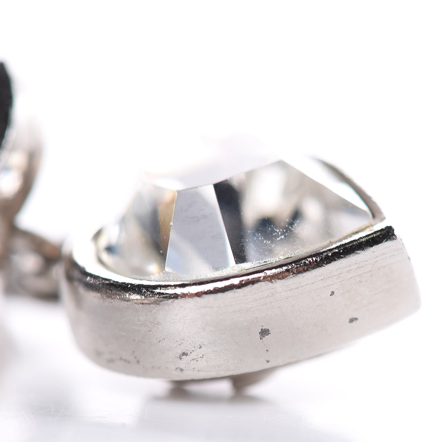 Crystal Heart CC Drop Earrings Silver