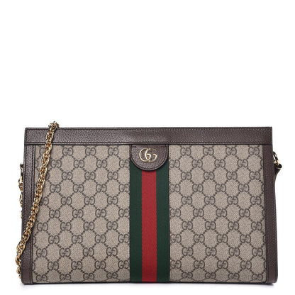 Gucci GG Supreme Monogram Web Medium Ophidia Chain Shoulder Bag Brown 1 of 7