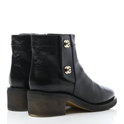 Chanel Calfskin CC Turnlock Ankle Boots 38 Black 3 of 4