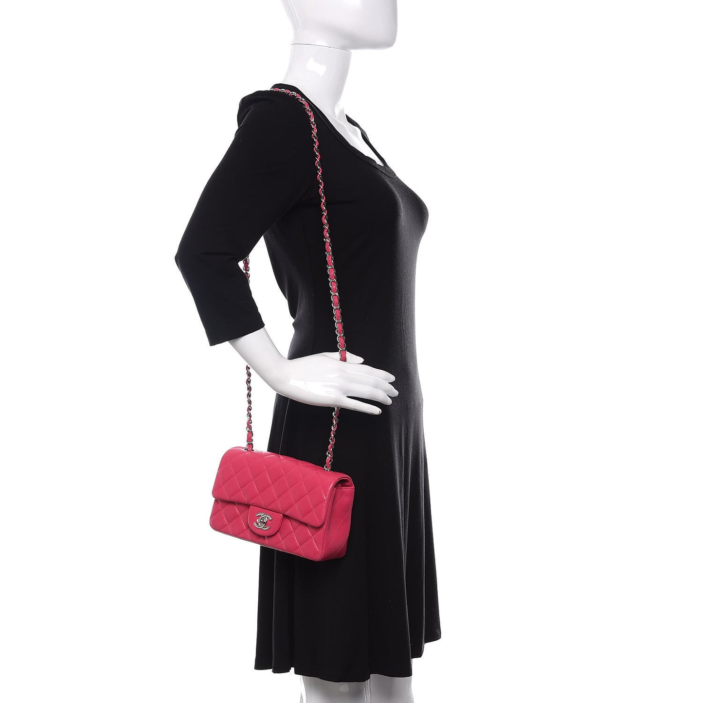 Lambskin Quilted Mini Rectangular Flap Pink