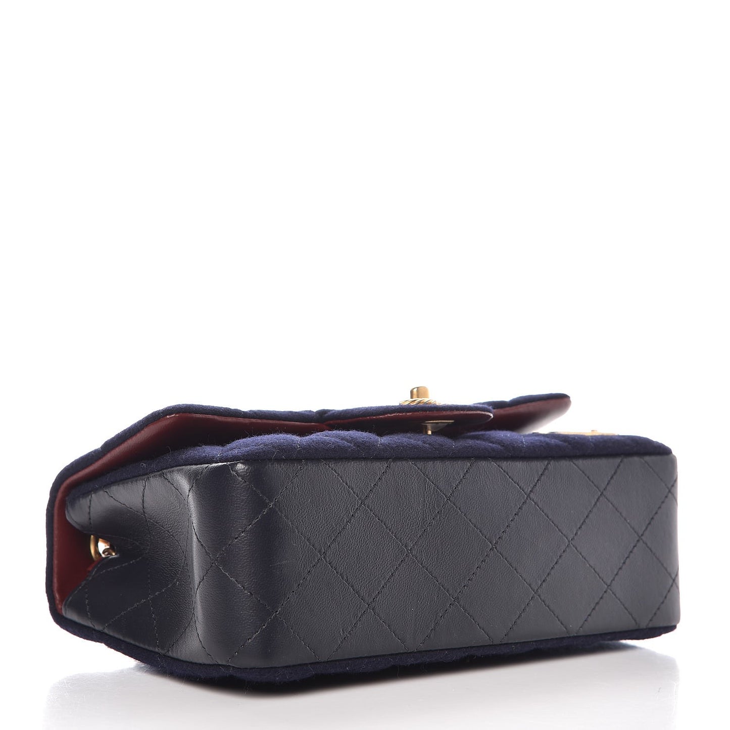 Felt Quilted Paris-Hamburg Charms Mini Rectangular Flap Dark Navy