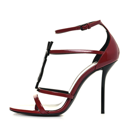 Saint Laurent Patent Calfskin Cassandra 100 Sandals 37 Red Laquer 1 of 10
