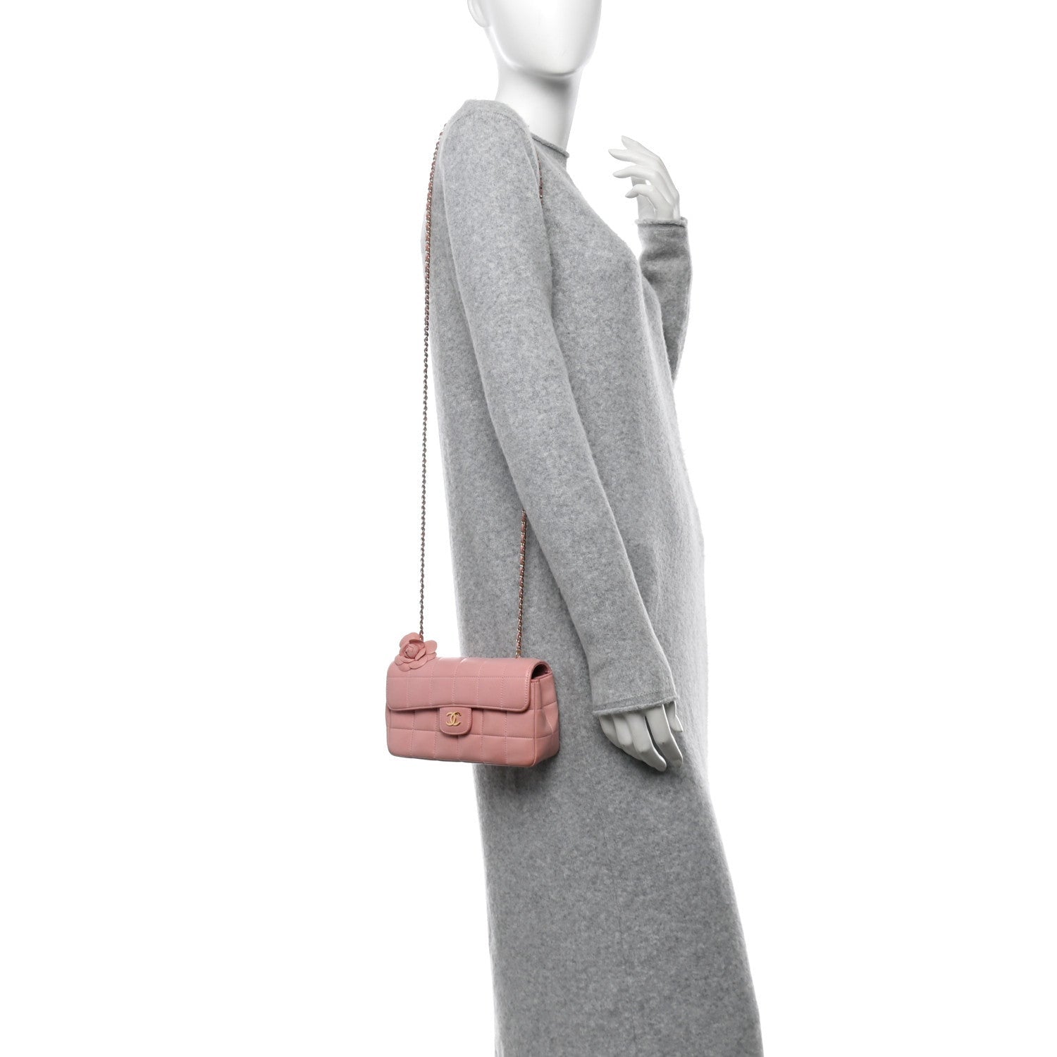 Chanel Lambskin Quilted Mini Chocolate Bar Camellia Flap Pink 2 of 7
