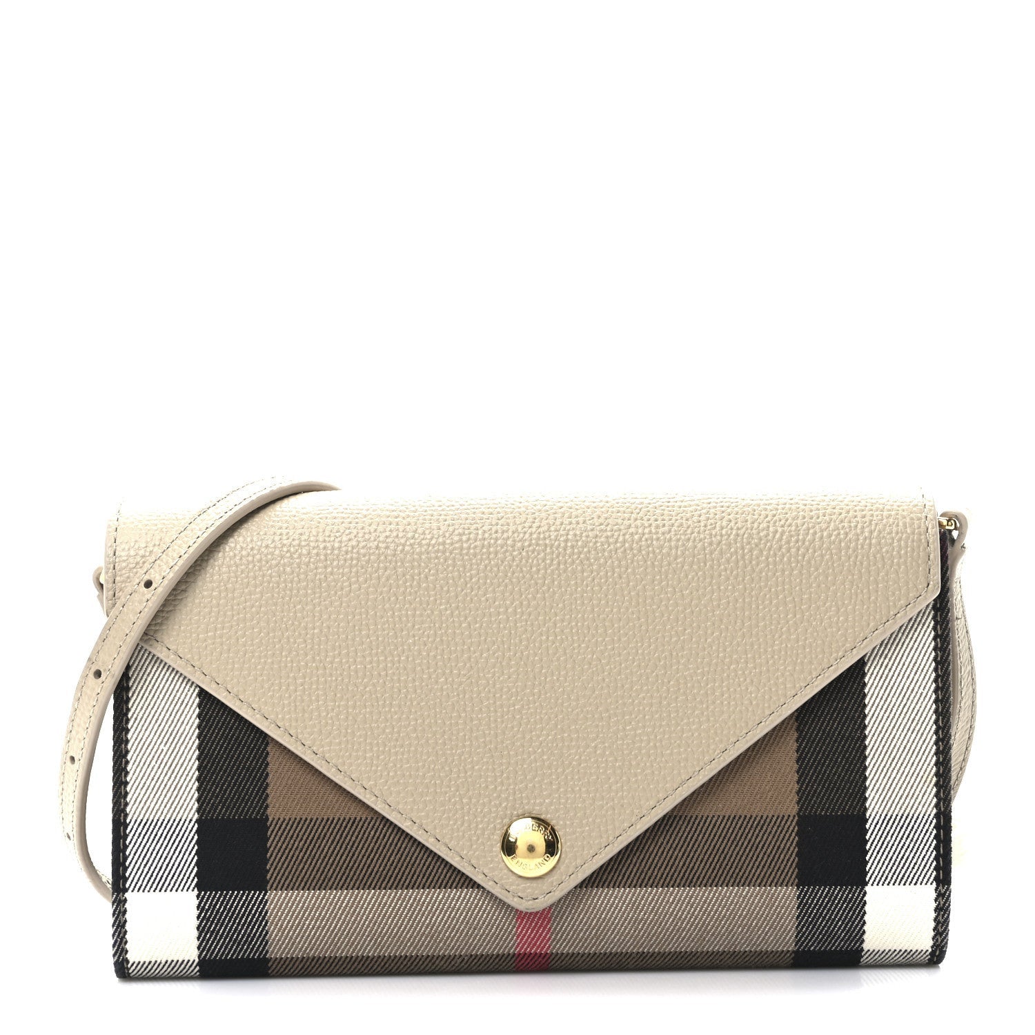 Burberry Calfskin House Check Hannah Wallet with Detachable Strap Beige 1 of 7