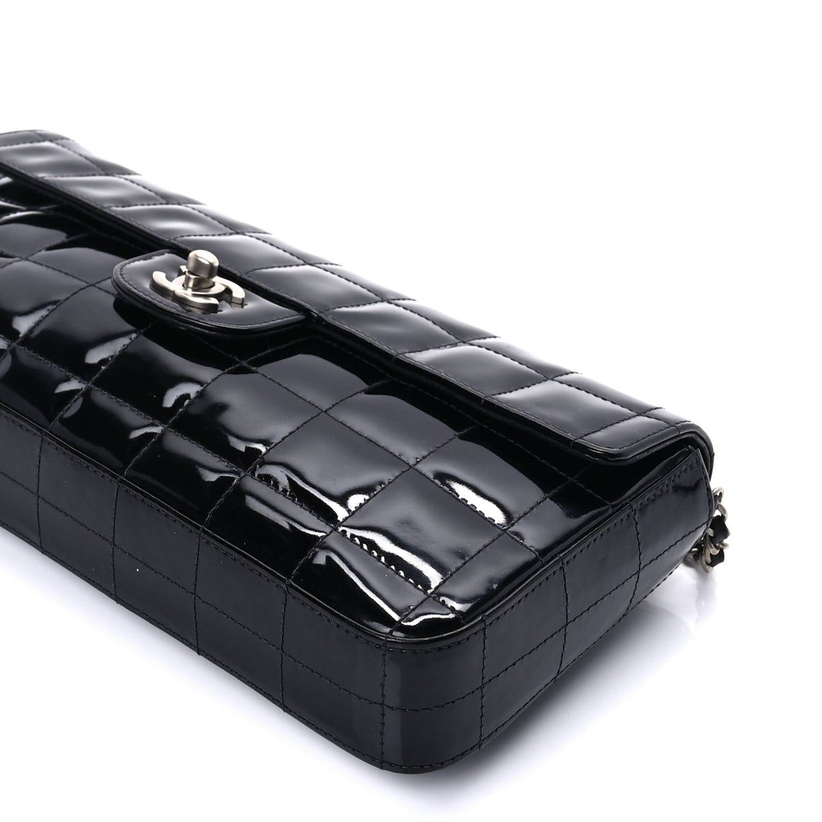 Chanel Patent Quilted East West Chocolate Bar Flap Black 7 of 8