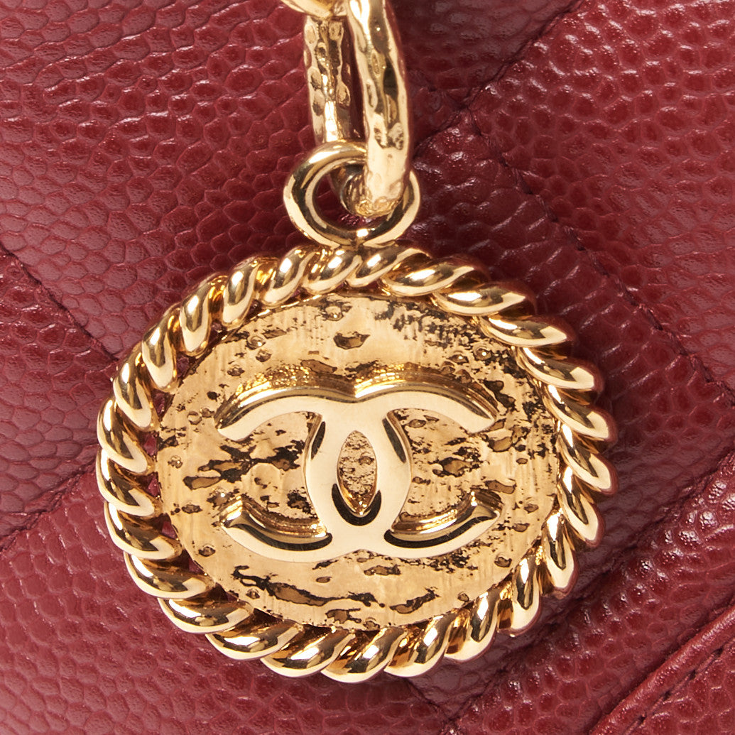 Chanel Caviar Quilted Medallion Tote Red 7 of 9