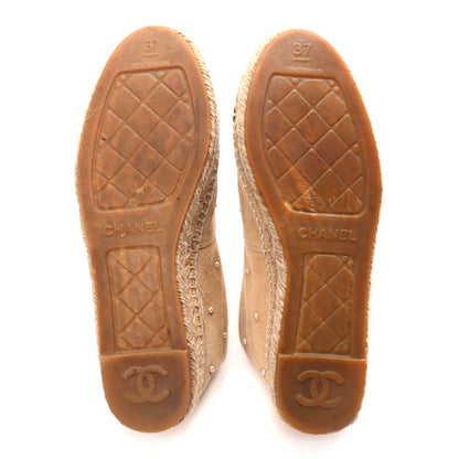 Chanel Suede Pearl CC Espadrilles 37 Beige Black 9 of 12