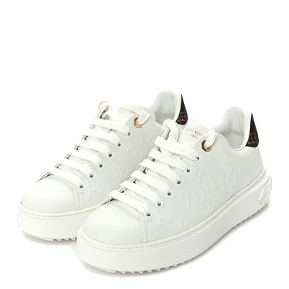 Louis Vuitton Lambskin Embossed Monogram Time Out Sneakers 38 White 2 of 8