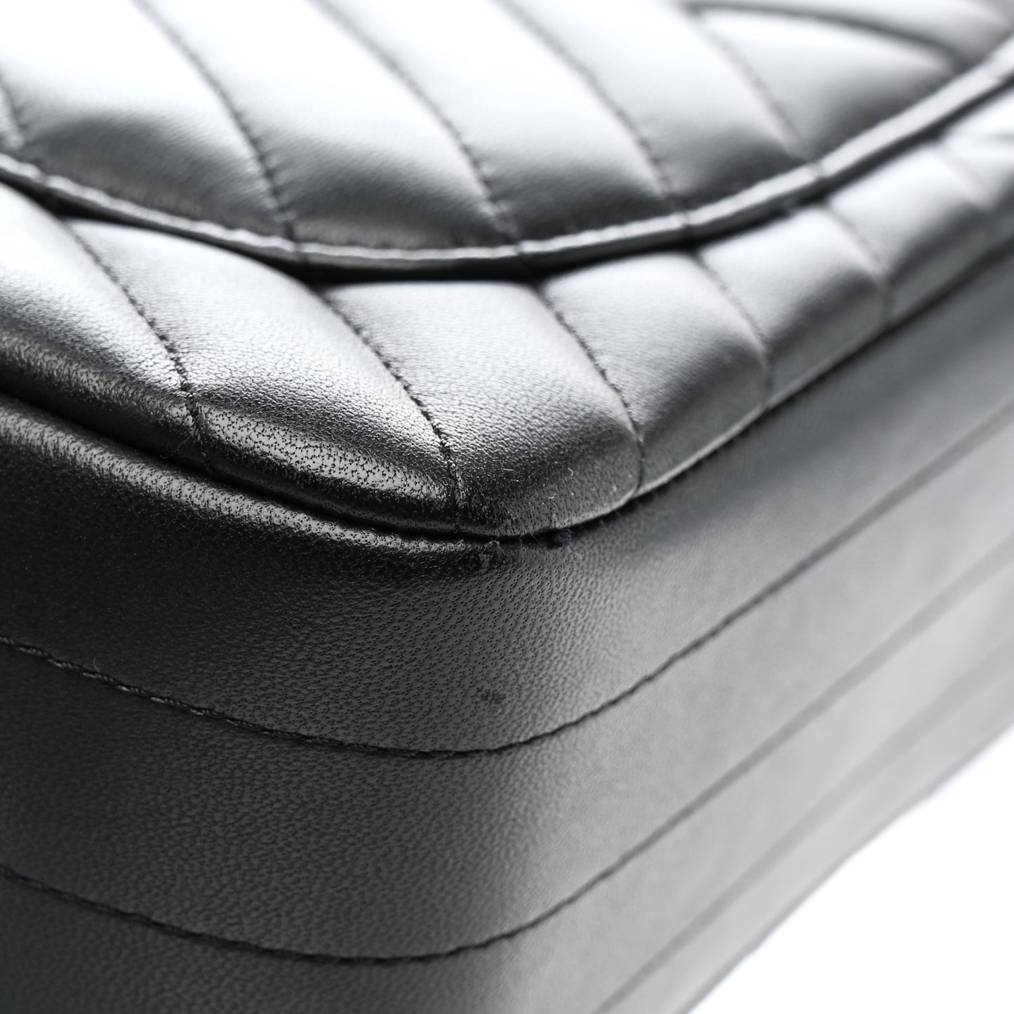 Lambskin Chevron Quilted Mini Rectangular Flap Black