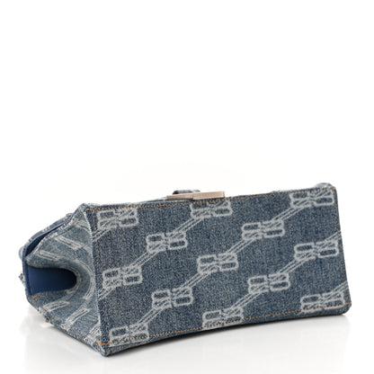 Balenciaga Denim BB Monogram Small Hourglass Top Handle Bag Blue 4 of 13