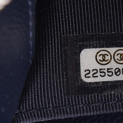 Chanel Caviar Chevron Quilted Large Zipped Clutch Navy 9 of 9