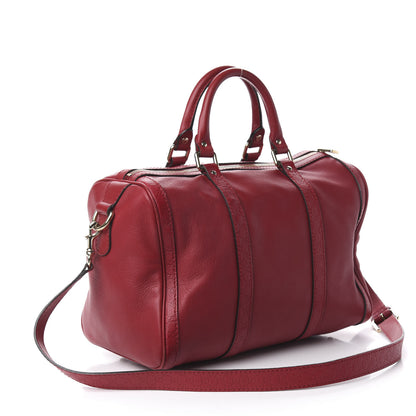 Gucci Calfskin Microguccissima Trim Medium Boston Raspberry Red 4 of 12