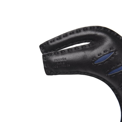 Hermes Milo Lambskin Rooroo Bag Charm Black Bleu de Malte 3 of 4