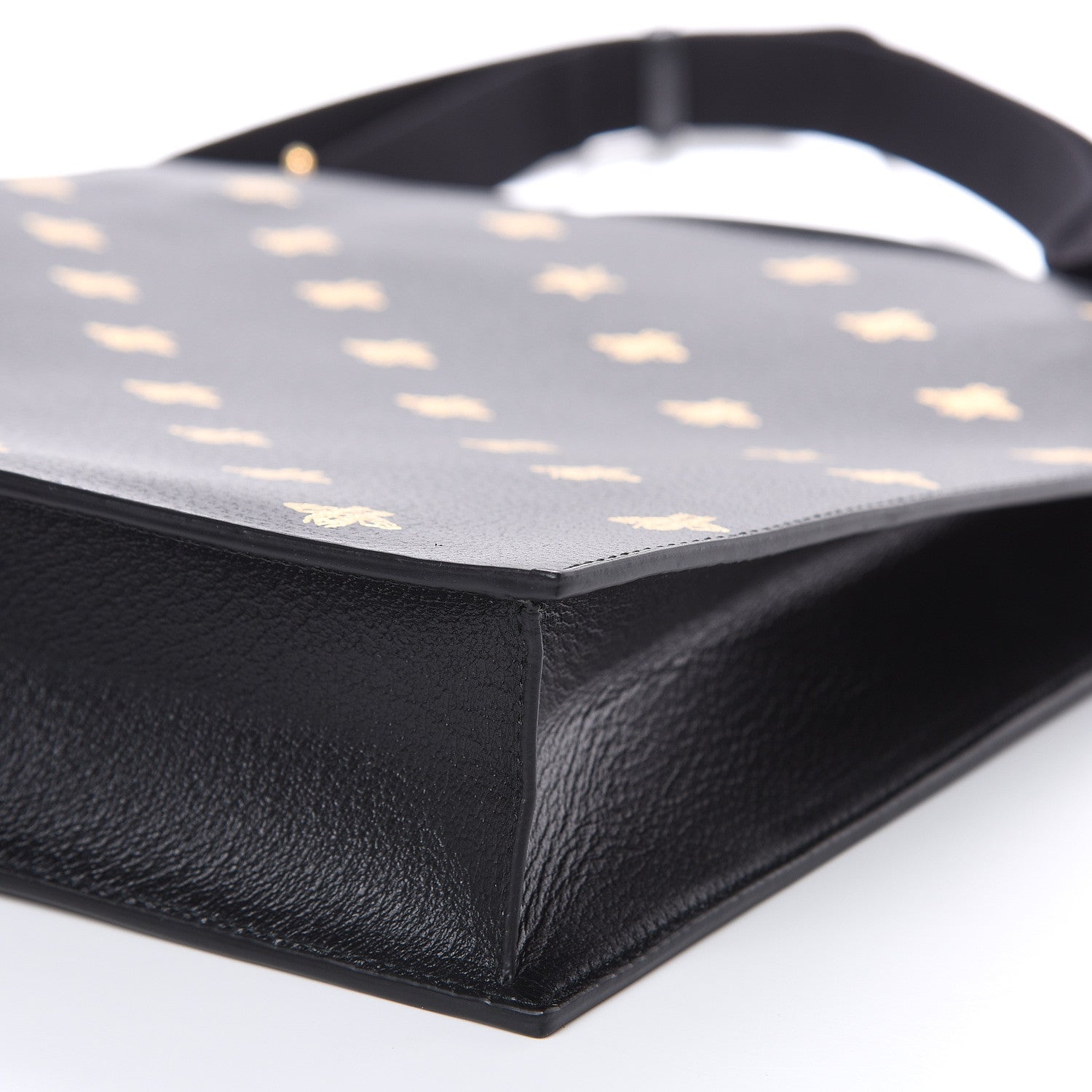 Gucci Grained Calfskin Bee Star Vertical Tote Black 9 of 11