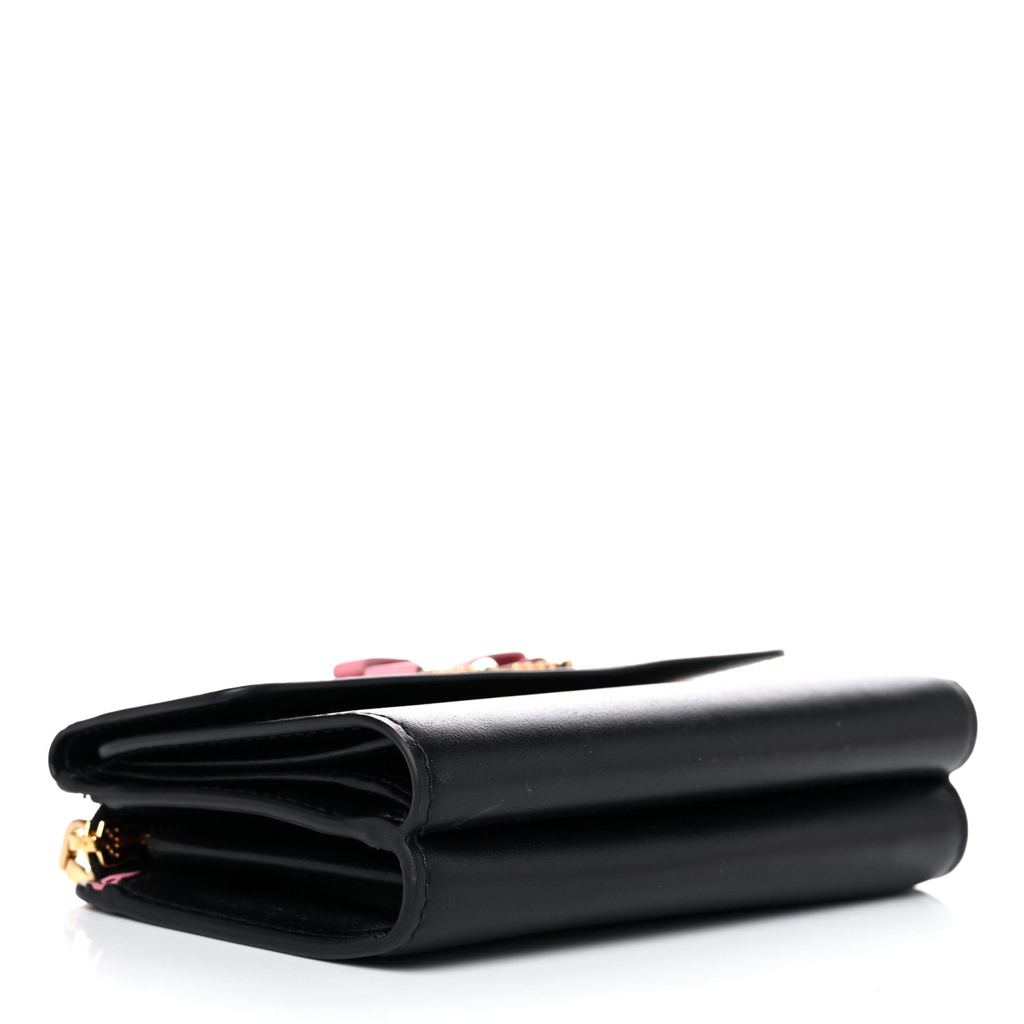 Soft Calfskin Bow Bi-Fold Wallet Black