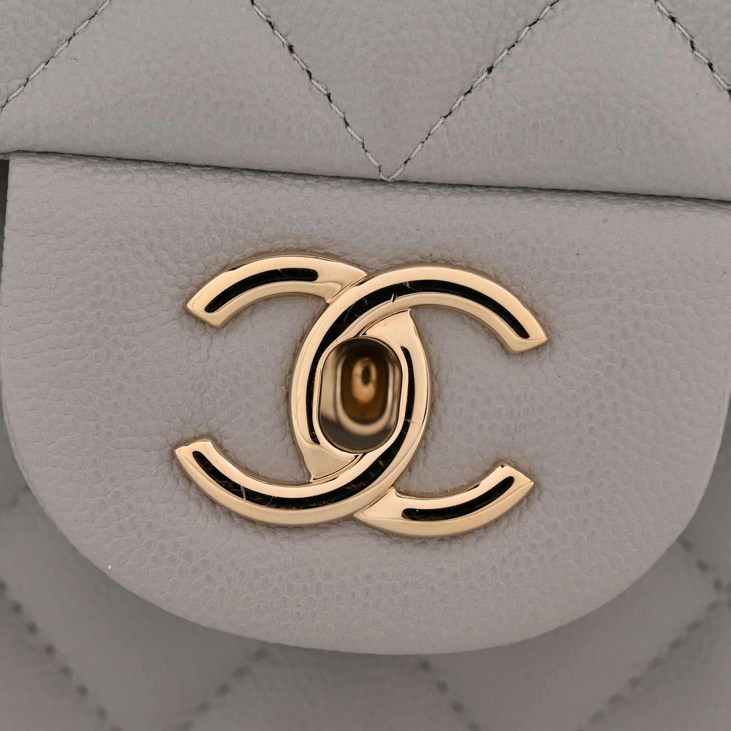 Caviar Quilted Jumbo Double Flap Grey