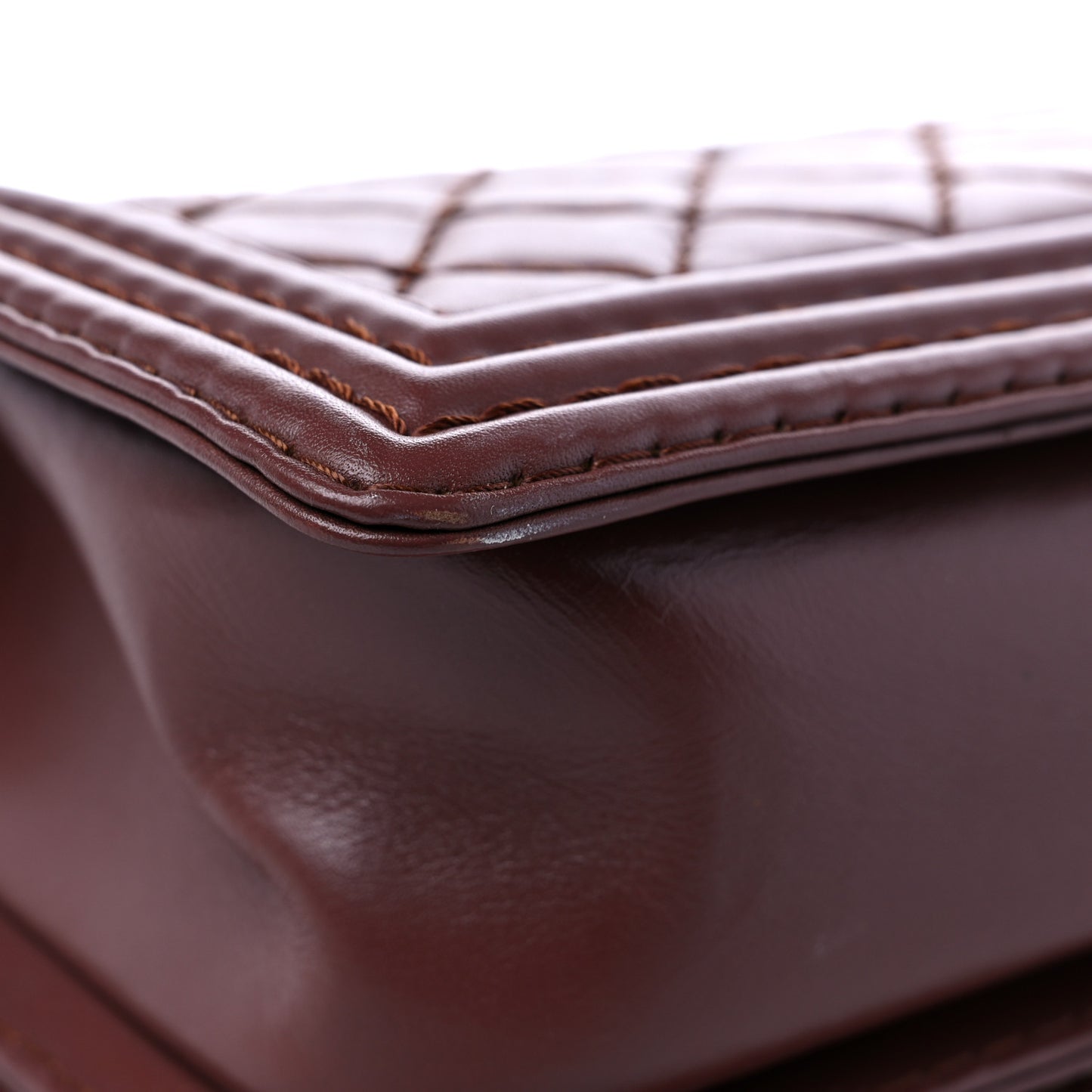 Calfskin Stitched Medium Boy Flap Brown