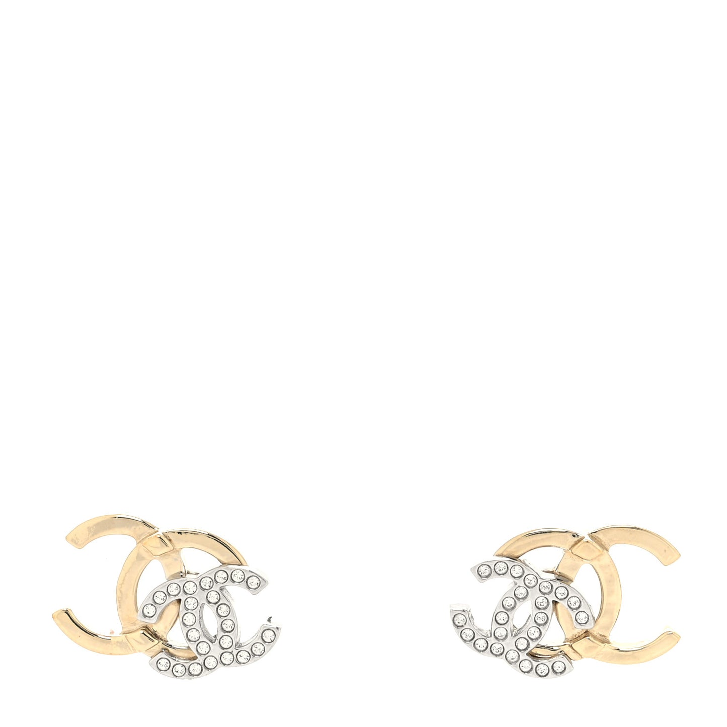 Crystal Double CC Earrings Gold Silver
