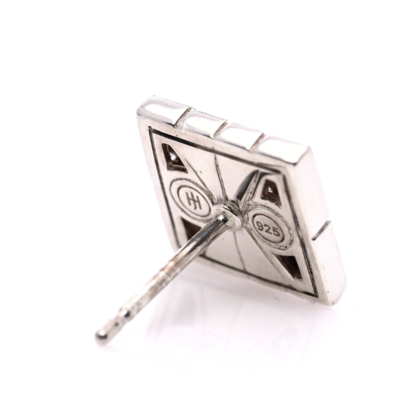 Sterling Silver Diamond Modern Chain Square Earrings