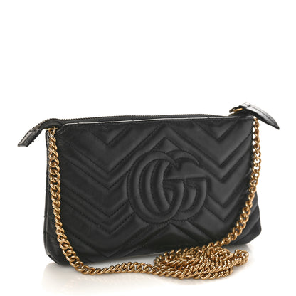 Gucci Calfskin Matelasse Mini GG Marmont Chain Bag Black 2 of 9