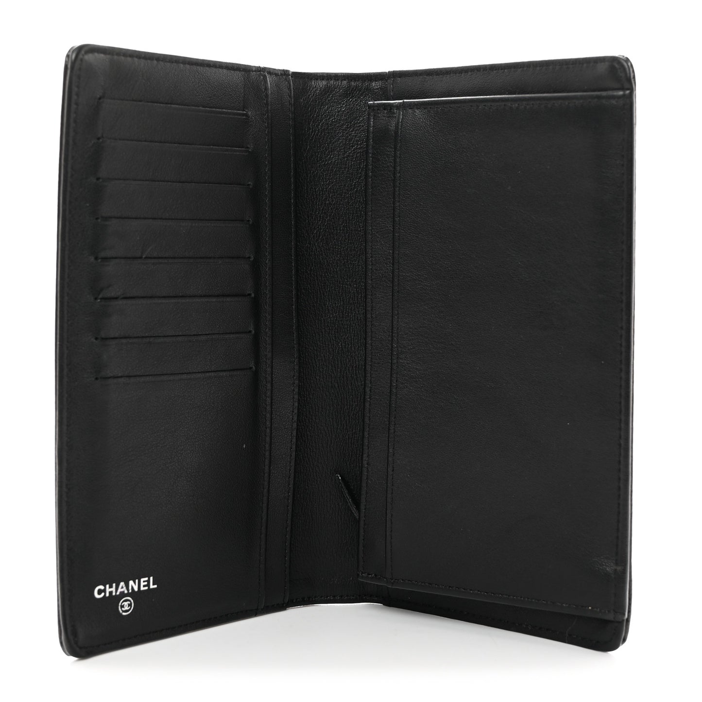 Grained Patent CC Yen Wallet Black