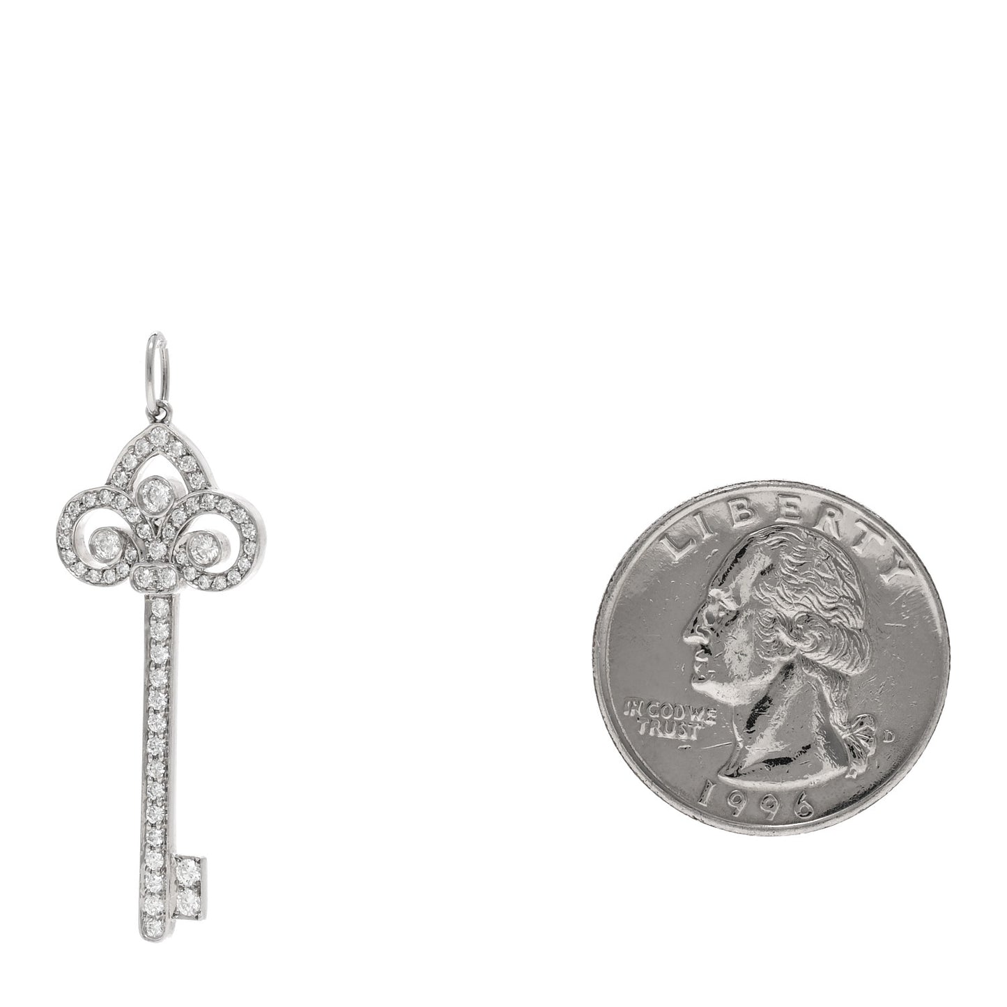 Platinum Diamond Fleur De Lis Key Pendant