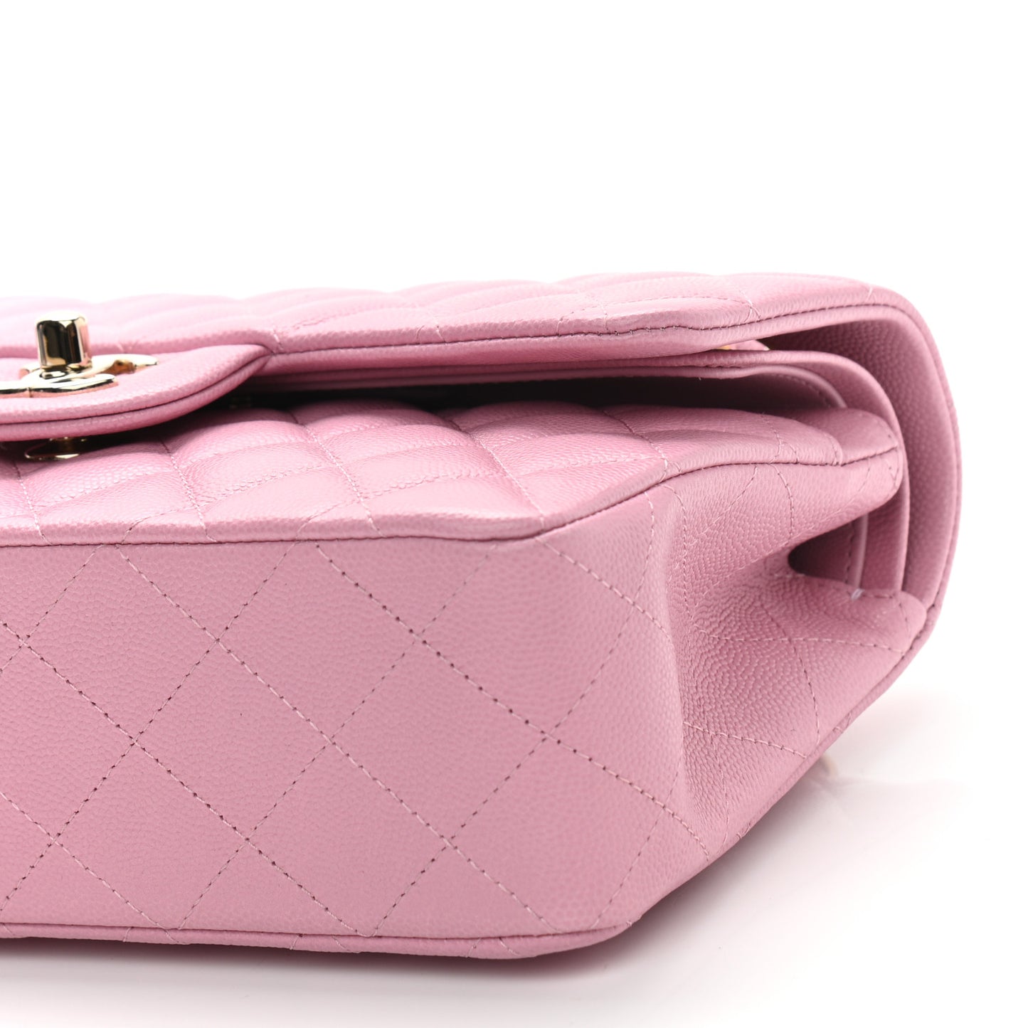 Caviar Quilted Small Double Flap Light Pink