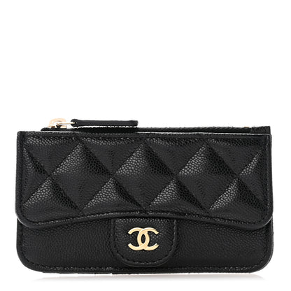 Chanel Caviar Quilted Flap Zip Card Holder Black 1 of 8