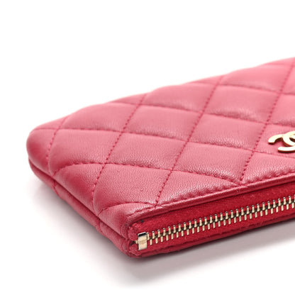 Chanel Lambskin Quilted Small Cosmetic Case Dark Pink 11 of 15
