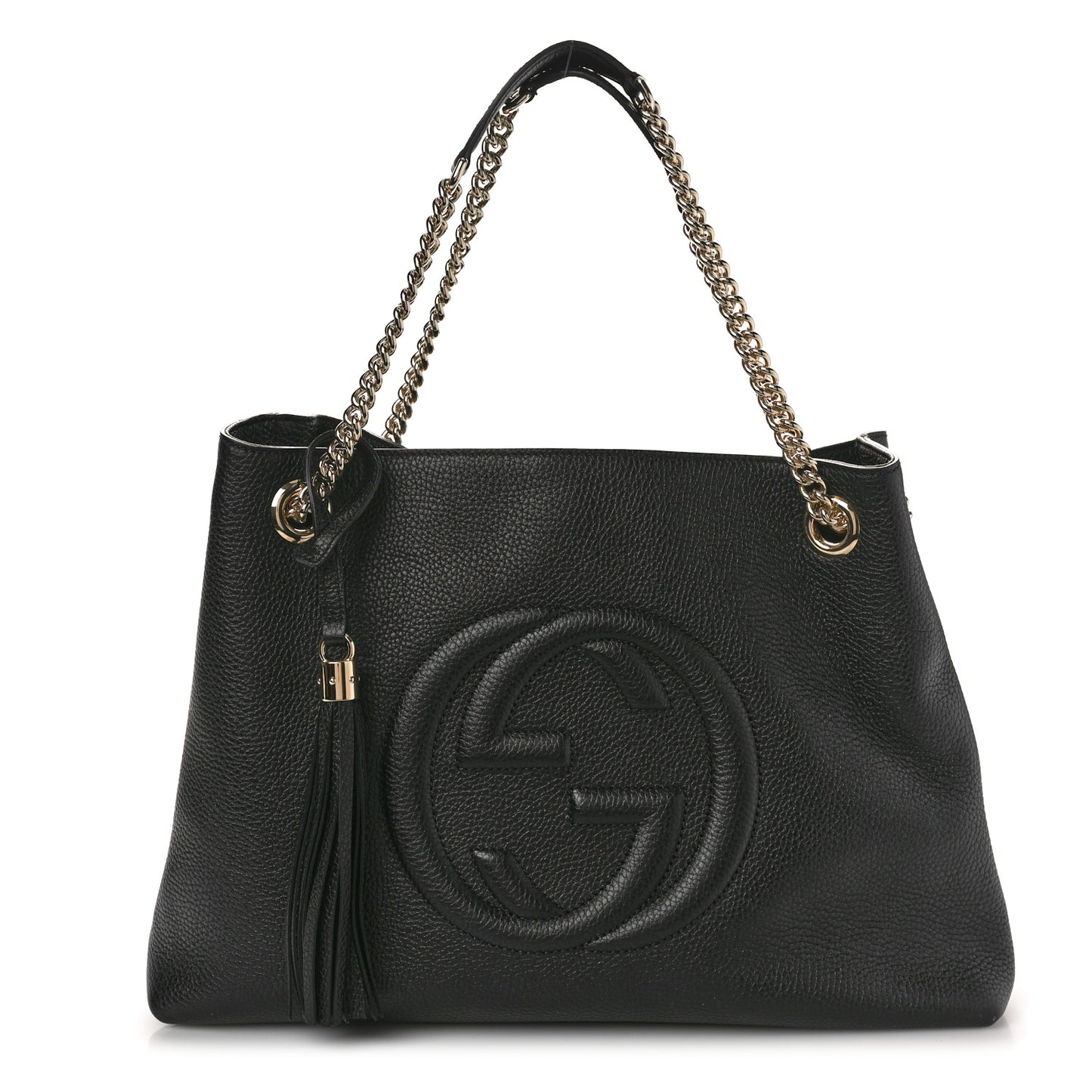 Pebbled Calfskin Medium Soho Chain Shoulder Bag Black