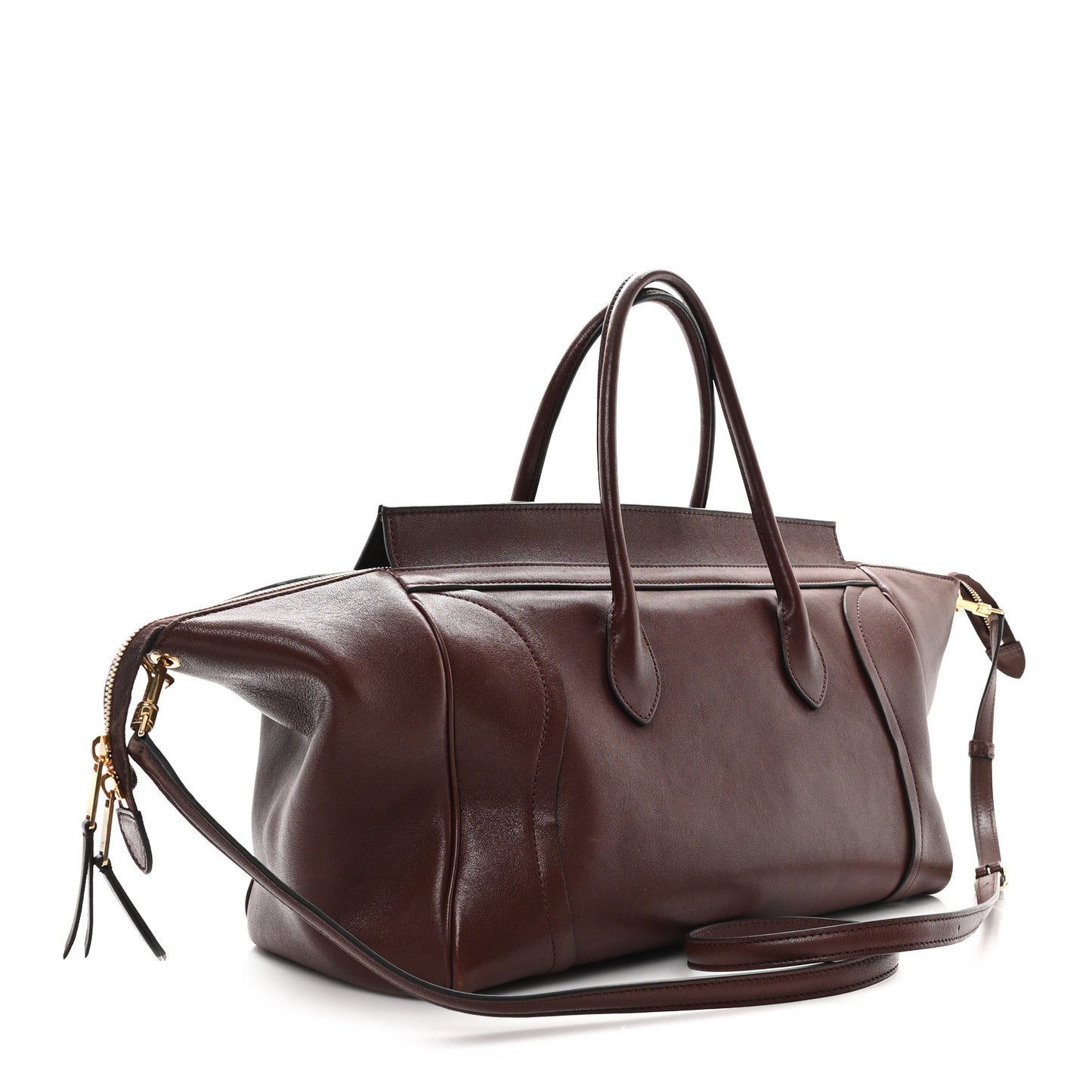 Supple Shiny Lambskin Medium New Luggage Brick