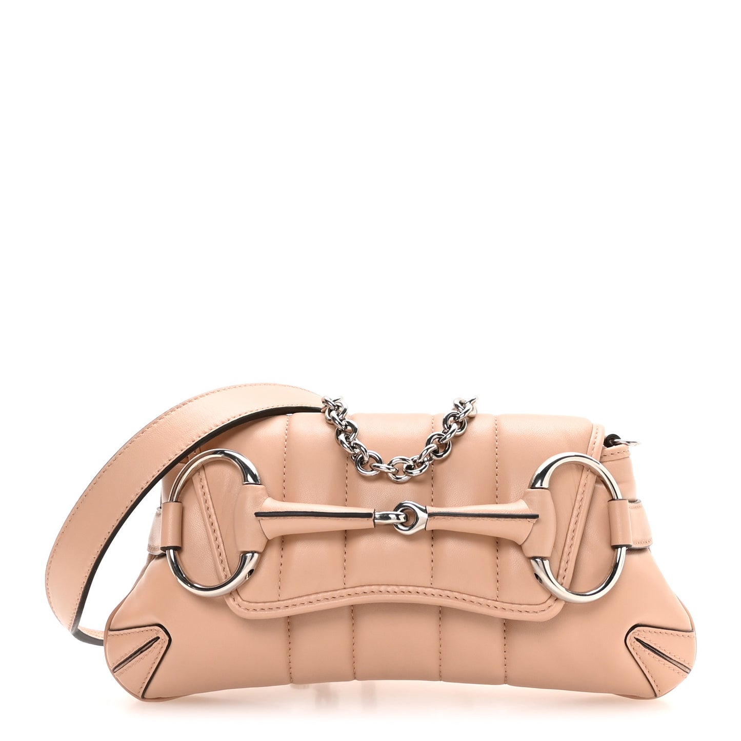 Nappa Vertical Matelasse Small Maxi Horsebit Chain Shoulder Bag Beige