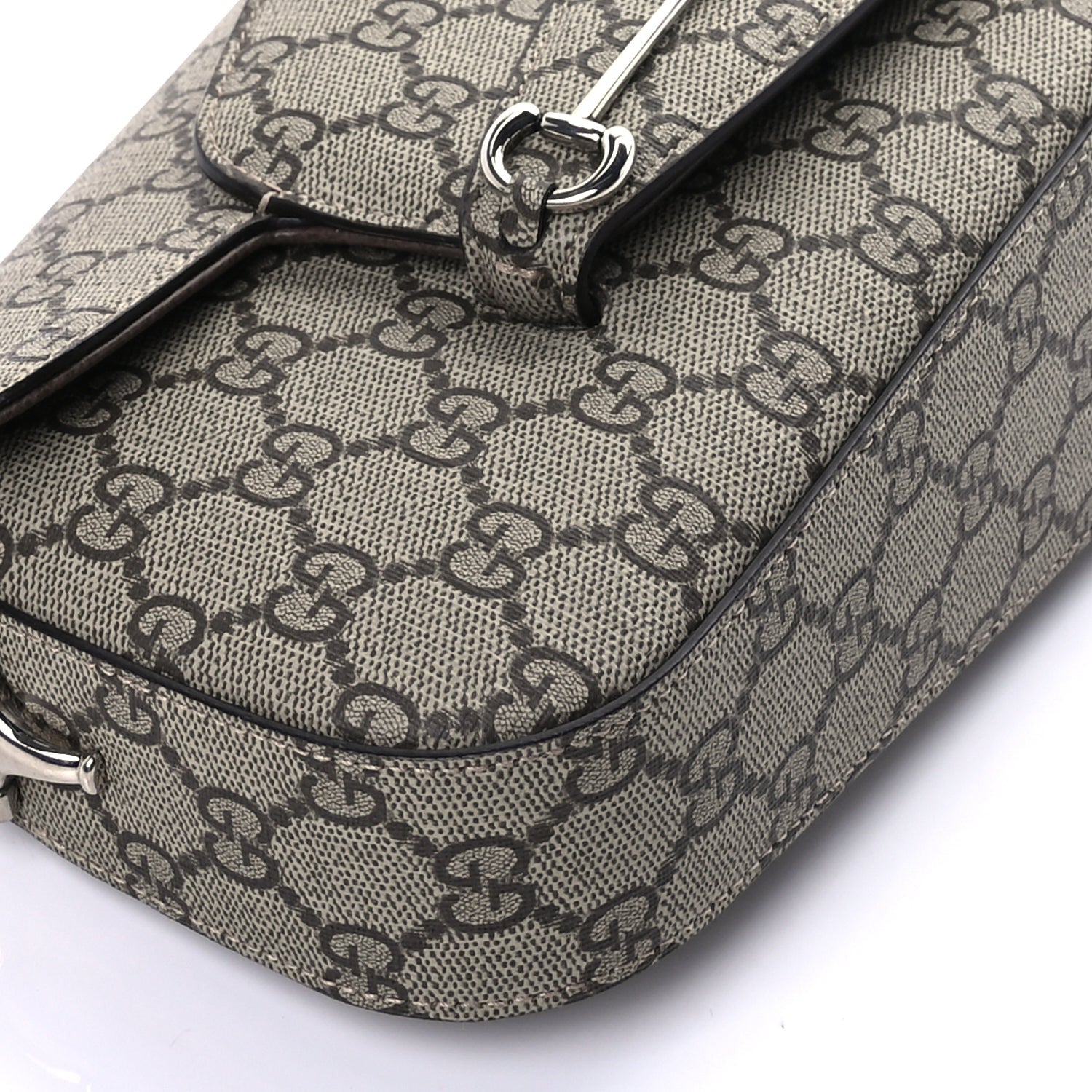 Gucci Monogram Small Horsebit 1955 Asymmetric Shoulder Bag  Beige Brown Sugar 14 of 16