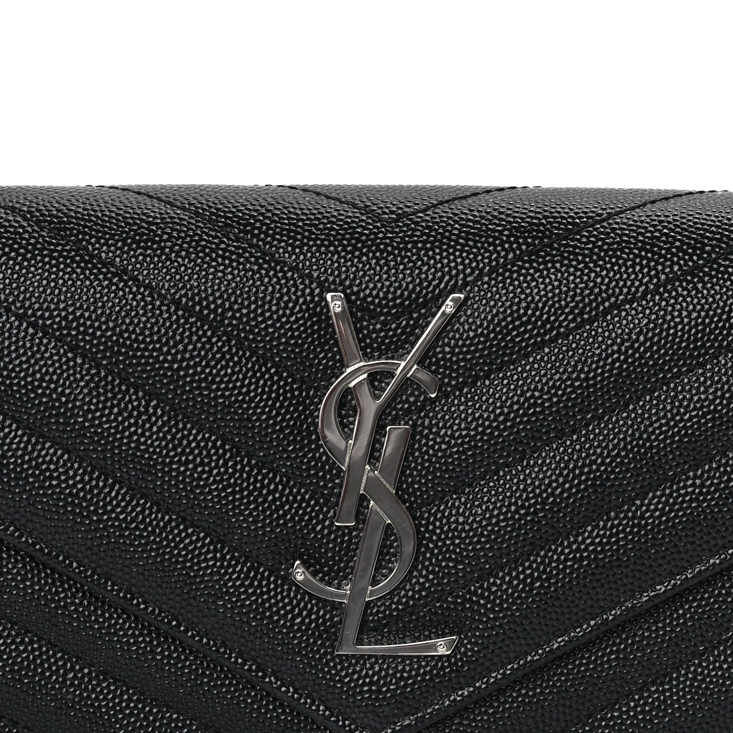 Grain De Poudre Matelasse Chevron Monogram Flap Wallet Black