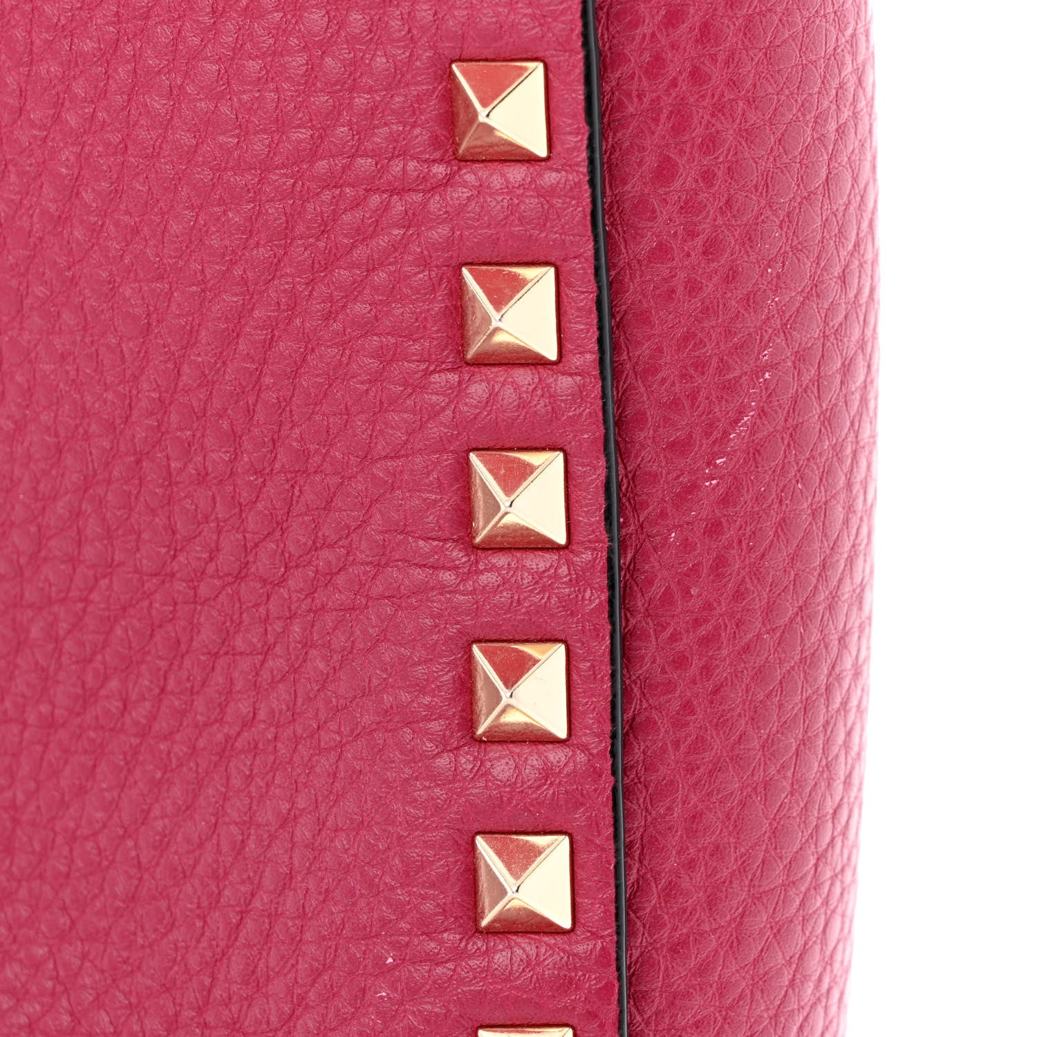 Valentino Garavani Pebbled Calfskin Rockstud Flip Lock Flap Messenger Raspberry 12 of 12